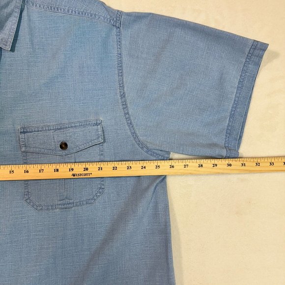 Vintage Penmans Men's L Polo Dress Shirt Light Blue Button Up Short Sleeve - Picture 9 of 12